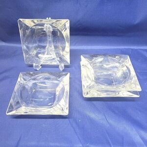 Lot of 4 Clear Glass 4 5/8" Ashtrays